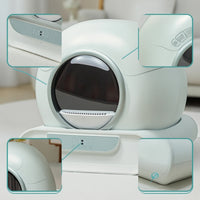 Self-Cleaning Electric Litter Box with Grated Step Smart Enclosed Cat Litter Box Low-Noise Pet Supply Washable for Apartments
