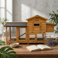 Wooden Small Pet Hutch Front-Opening Doors Small Pet Hutch Metal Latches Animal Habitat for Garden