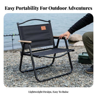 space-saving Folding Lowcontour Camp Chair Foldable Camping Equipment with rearrest Portable Seat Lightweight for Campers, Beachand travelers, Concert and travelers