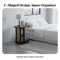 C-Shaped Rolling Side Table On Wheels Rolling C-Shaped Table Space-Saving