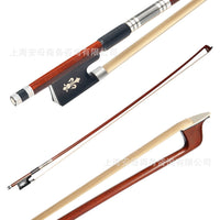 Professional Violin Bow with Green Sandalwood Stick, Pure Horsehair, Silver Winding, Ebony Frog