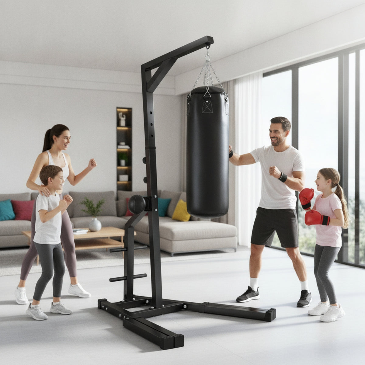 Punching Bag Stand with Stabilizing Feet Stable Freestanding Punching Bag Stand Adjustable Height for Pugilists, Striking Arts Artists, Home Gym