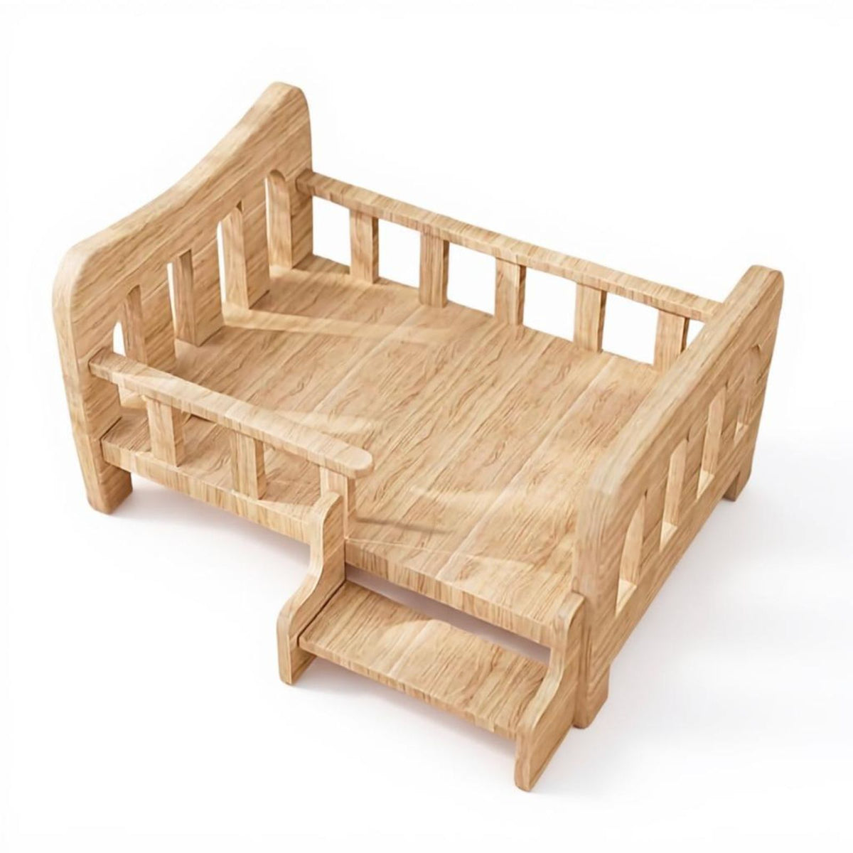 Wooden Elevated Dog Bed, Plush Mat, Indoor Comfort