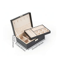 Leather-Like Double-Layer Jewelry Box Hard-Shell Jewelry Box with Removable Tray Multi-Compartment Long-Lasting for Women, Travelers, Dressing Table, Travel