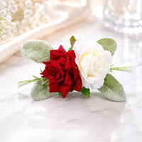 Artificial Rose Decoration Layered Faux Flower Accent with Leaves Cake Flower Topper Lightweight Cake Topper with Flowers