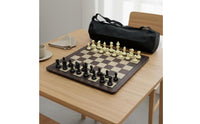 Chess game Faux Wood Grain Rubber Mat Chess Board  Travel Board Game for Beginners, Students, Tournaments, School Organizations