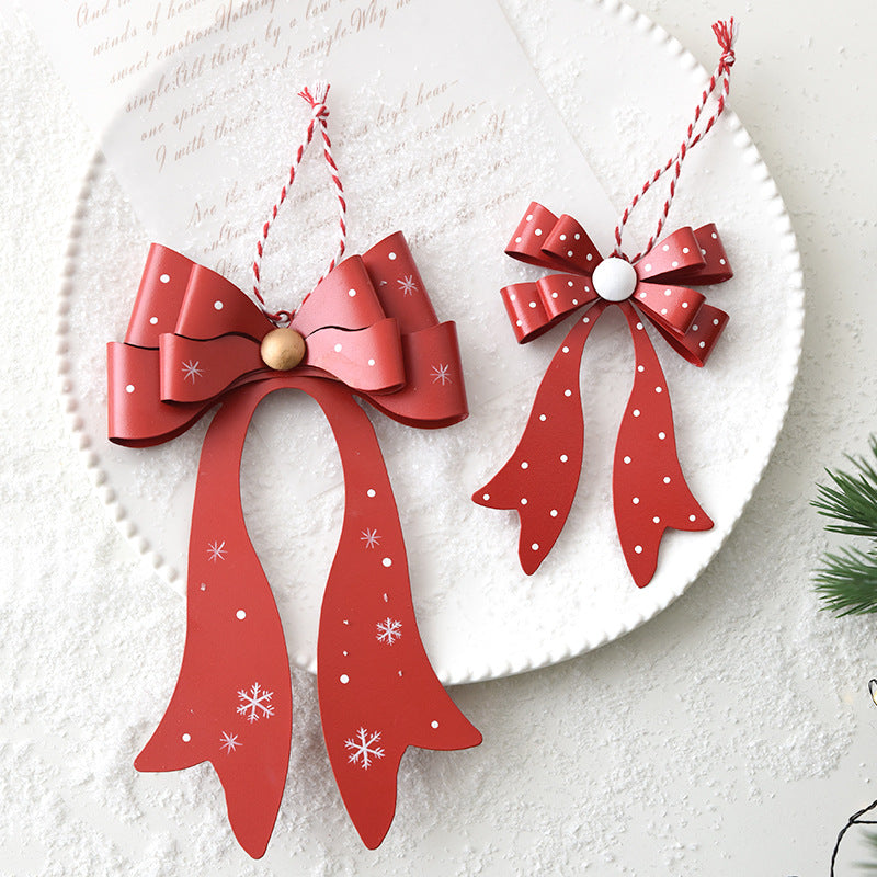 NUCHI Iron Christmas Snowflake Bow Ornament for Tree