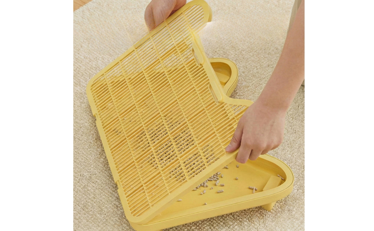 Hollow Grid Cat Litter Mat with Raised Platform Easy-to-Clean Litter Sifting Step Platform Elevated Pet Accessory Scatter Control for Cats, Apartments