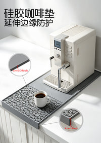 Coffee Machine Silicone Mat with Edge, Tamper Mat, Bar Counter Kitchen Non-Slip Mat, Water Absorbent Silicone Pad