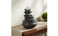 Compact Design Desktop Water Fountain USB Powered Indoor Water Fountain with Light House Decoration for Living Room, Office, Meditation Space, Bedroom