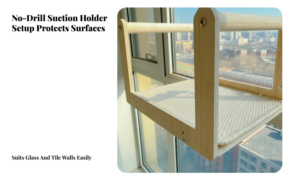 Sunbathing location paneMounted Cat resting location Elevated View paneMounted Cat resting location Space Saving Pet Supply Sturdy Build for Apartment Dwellers, Renters, Indoors, Sunroom, Living Room, Bedroom