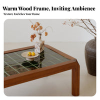 Vintage & look Low Table with Tiled Top Space-Saving low-height Coffee Table sturdy Construction Living Room Furnishing Easy Assembly for Apartment Dwellers, property owners, Interior Designers, Small areas, Lounge Area, Home Office, Bedroom