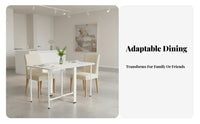 Space-Saving Table with Integrated Chairs Foldable Design Dining Set Installationuncluttered Slim Form for Students, Hosts