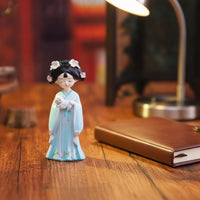 Elegant Resin Figurine Serene Woman Figurine with Robe Graceful Statuette Compact for Collectors