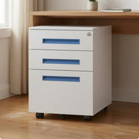 Rolling Filing Cabinet White Mobile Storage Cabinet Matte Finish