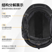 Adult Ski Helmet with Integrated Goggles and One-Piece Molding