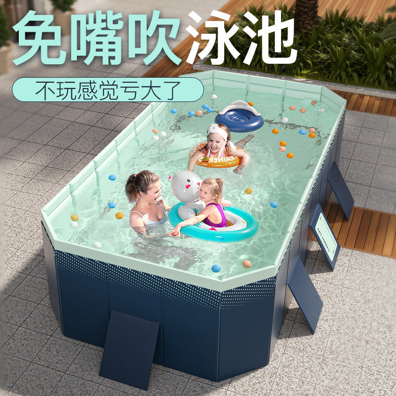Inflatable Pool, Thickened and Wear-Resistant, Foldable, No Inflation Needed, for Kids and Home