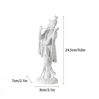 God Statue with Wind Instrument Resin White Hindu God Figurine for Art Collectors, Home Decor