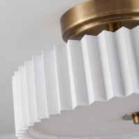 Ceiling Lights with Pleated Textile Shade for Living Room and Bedroom, LED Semi-Flush Mount Fitting for Low Ceilings, Modern Iron Body Design