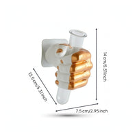 Fist-Shaped Vase with Glass Tube Sculptural Wall-Mounted Fist Vase Hydroponic