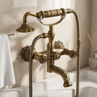 All-Copper Carved European Retro Shower Set with Handheld Spray