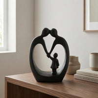 Abstract Family Sculpture Black Family Figurine Smooth Surface