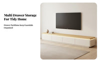 2 Pieces Modern Minimalist Design Rounded Corner TV Cabinet and Coffee Table Curved Corners TV Stand with Storage Space-Saving Media Console Set Sturdy Construction for Apartment Dwellers, Families, Homeowners, Bedroom