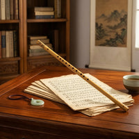 Traditional Vertical Bamboo Flute Accurate Tone Bamboo Flute with Membrane Melodious Woodwind Instrument Portable for Practice