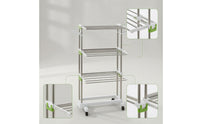 Rolling Clothes Drying Rack with Wheels Multi-Tier Foldable Drying Rack with Shoe Shelf Floor-Standing Furniture Folding for Families, Renters, Apartments, Balconies