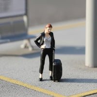 Tiny Suitcase Lady Figurine Realistic Details Resin Woman Statue for Collectors