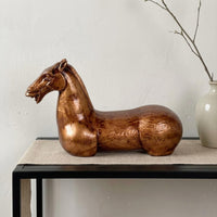 New Chinese Style Horse Statue Gilded Horse Figurine Shiny Finish Home Decor for Entryway
