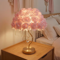 Rose Lamp Romantic Floral Table Lamp Decorative Pink for Girls, Bedroom, Nightstand