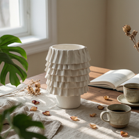 Vase with Wrinkled Texture Contemporary Resin Vase Sturdy for Shelves