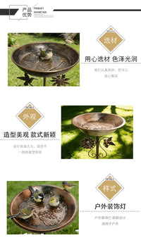 Vintage Dual-Purpose Bird Bath and Feeder with Metal Craft