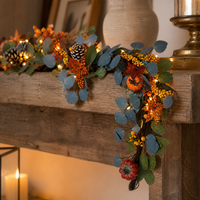 1.8m Artificial Thanksgiving Pumpkin Berry Maple Leaf Garland for Harvest Festival & Christmas Decor