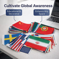 Table Flag Set with Metal Base Stand, 200 Country Desk for Conference Room, Pole Holder for Meeting Display