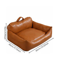 Faux Leather Dog Sofa Four-Season Use Small Pet Couch Non-Slip Bottom Cat Lounger Bed for Cats, Living Room