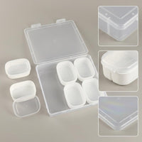 6-Compartment Rectangular PP Plastic Storage Box for Nail Art Beads Display and Kitchen Organization