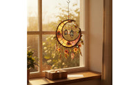 Flower-Adorned Moon Hanging Ornament Light Catching Acrylic Moon Ornament Creates Colorful Light Displays Window Hanging for Balcony, Patio
