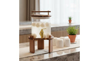 Glass Beverage Dispenser with Spigot Transparent Design Cold Drink Jar with Wooden Stand Serving Ware Easy to Clean for Caterers