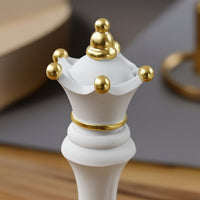 3 Pieces Gold-Trimmed King Chess Piece Matte Chess Figurines Sculptural Decorative for Collectors, Desk, Office, Classroom