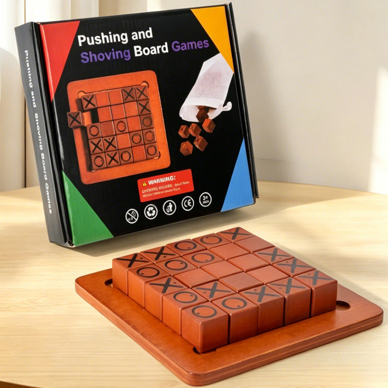 Wooden Flip Push Chess Game for Kids Parent-Child Interactive Tabletop Game Early Education Toy