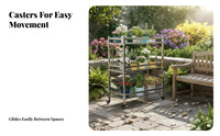Multi-Level Pot Stand Floor-Standing Rolling Flower Pot Display With casters High Capacity for Balcony