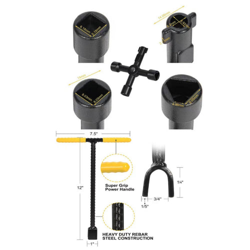Water Meter Wrench Heavy Duty T Handle Wrench Comfortable Grip for Maintenance
