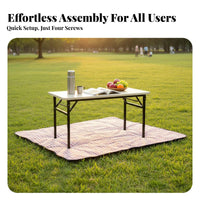 Folding Desk Foldable Design Folding Computer Desk Reinforced Steel Frame Rectangular Dining Table for Students, Crafters, Outdoor, Dorm Room, Bedroom