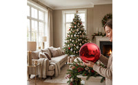 Glossy Christmas Ornament with Gold Cap Reflective Christmas Ornament Round Hanging Baubles Decorative for Holiday Display