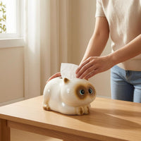 Siamese Cat Tissue Box Blue Eyes Resin Cat Tissue Box Holder Top Opening