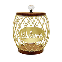 Pineapple Basket Space-Saving Wire Basket with Wooden Base Lightweight
