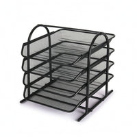 File Tray Rack Four-Tier Desk File Organizer Open-Wire for Study Room, Students