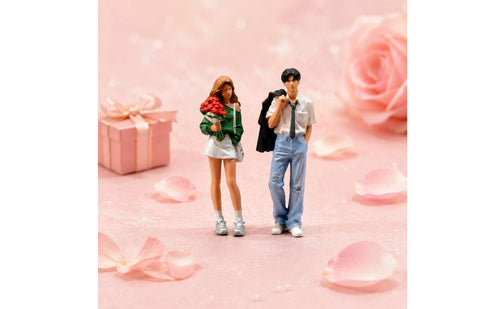 2 Pieces Miniature Couple Figure Flower Accessories Couple Miniatures Standing